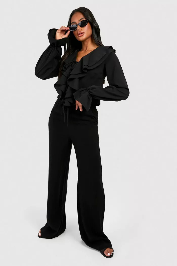 Ruffle Tie Front Blouse | boohoo (US & Canada)