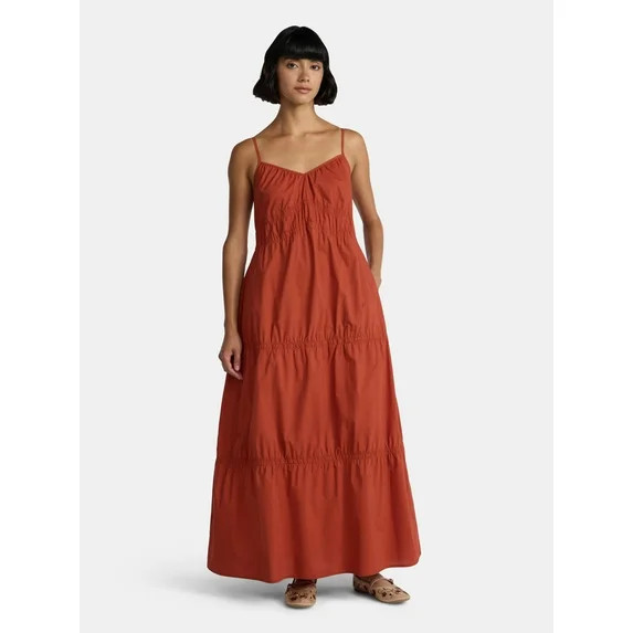 Time and Tru Women's Strappy Cotton Maxi Dress, Sizes XS-XXXL | Walmart (US)