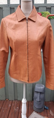 vintage GAP Leather box Jacket Tan Genuine Biker Moto Coat hip length M | eBay UK