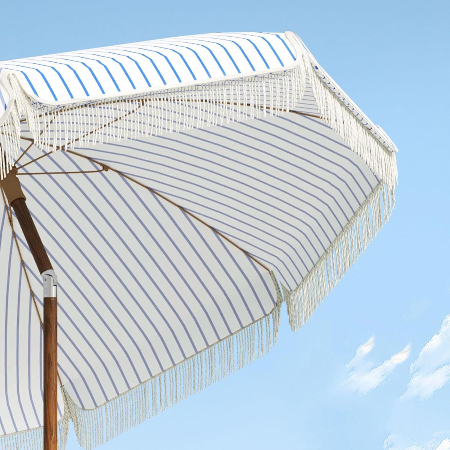Aoxun 7ft Beach Umbrella Patio Umbrella with Fringe Outdoor UV 50+ Protection Pool Umbrella with ... | Amazon (US)