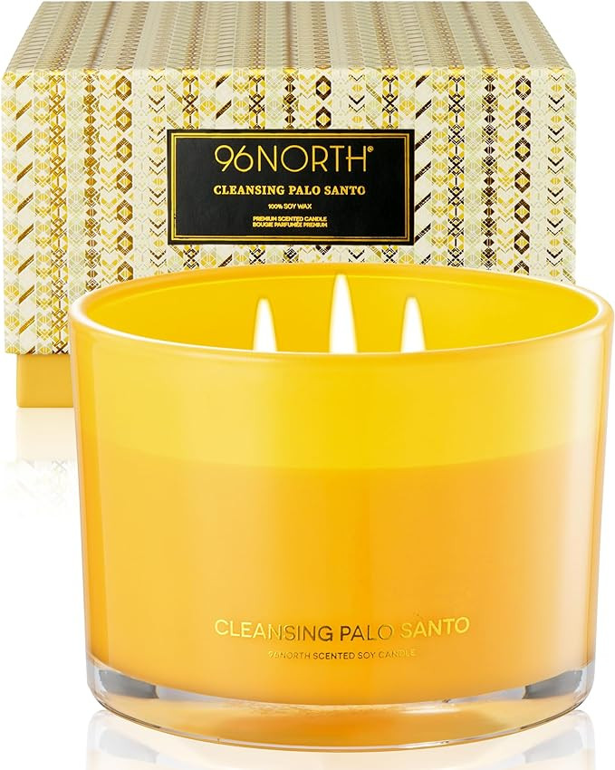 96NORTH Luxury Palo Santo Candle | Large 3 Wick Jar Candle | Up to 50 Hours Burning Time | 100% N... | Amazon (US)