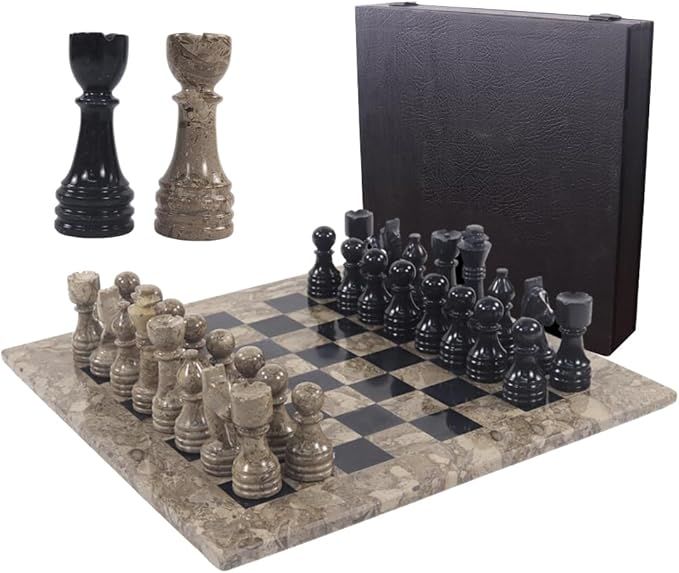 Marble Chess Set 15 Inches Oceanic and Black Handmade Tournament Chess Sets for Adults - Includin... | Amazon (US)