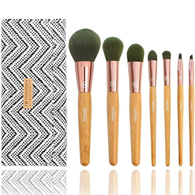 MIRACOS 7 Pcs Ion Makeup Brush Set Premium Cosmetic Brushes Professional Synthetic Foundation Blendi | Amazon (US)