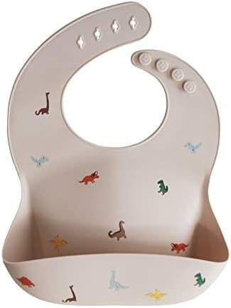mushie Silicone Baby Bib | Adjustable Fit Waterproof Bibs (Dinosaurs) | Amazon (US)