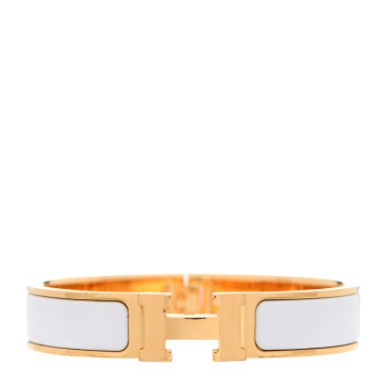 Enamel Narrow Clic Clac H Bracelet GM White | FASHIONPHILE (US)
