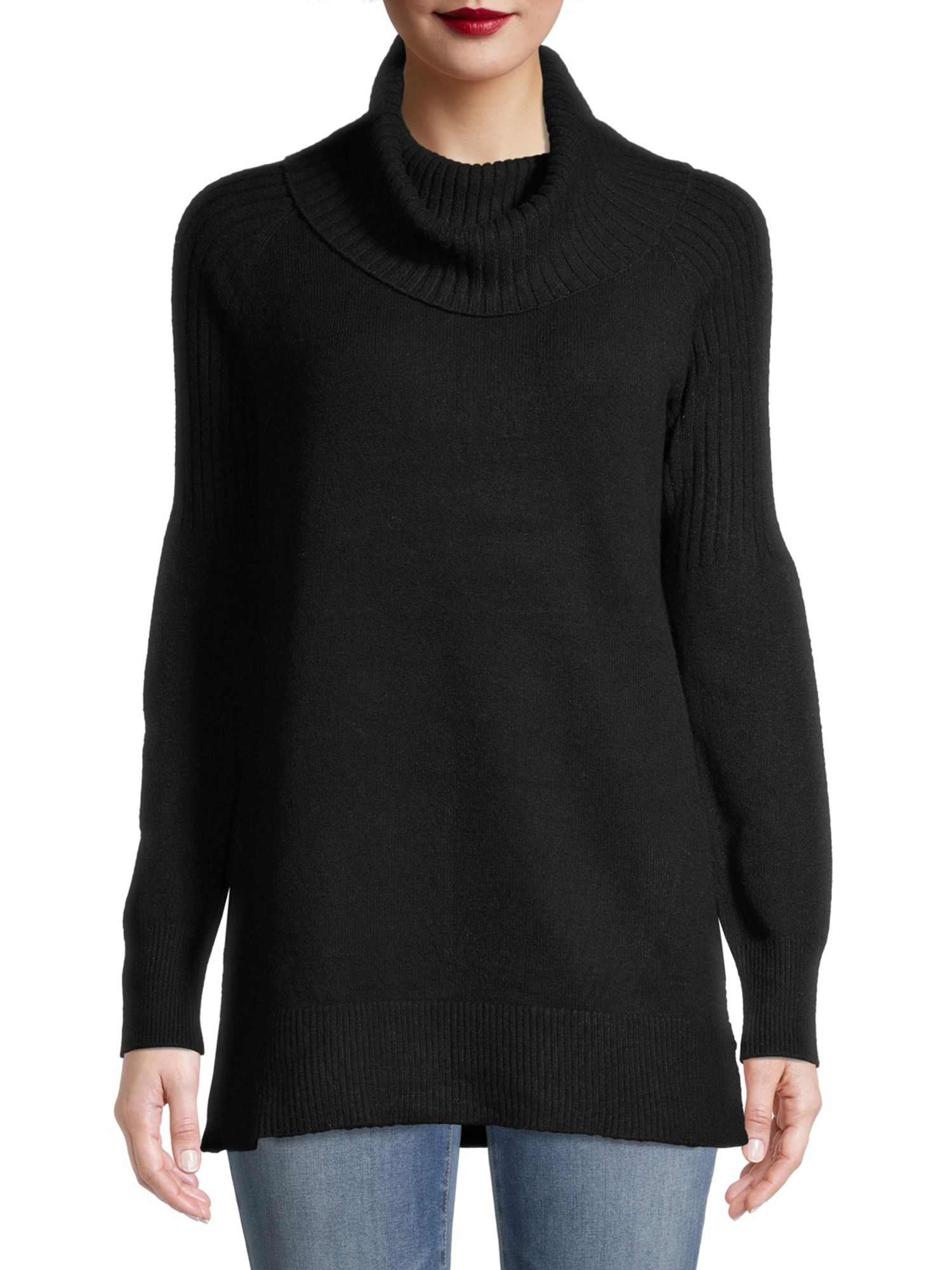 Time and Tru Women's Cowl Neck Tunic Sweater - Walmart.com | Walmart (US)