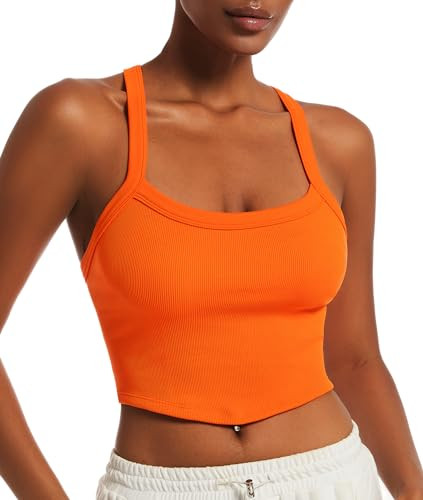 Summer Tank Tops for Women 2024 Scoop Neck Crop Tops Athletic Workout Tops Going Out Ribbed Tank ... | Amazon (US)