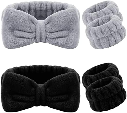 6 Pieces Spa Headband Wrist Washband Scrunchies Cuffs for Washing Face, Towel Wristbands Hair Hea... | Amazon (US)