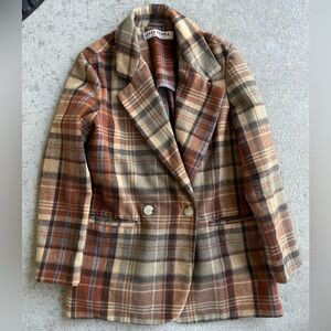 Free people Mari plaid blazer coat red orange brown | Poshmark