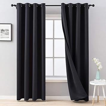 MIULEE Blackout Curtain Very Soft Solid Thermal Insulated Ring Top Decorative Darkening Curtain w... | Amazon (UK)