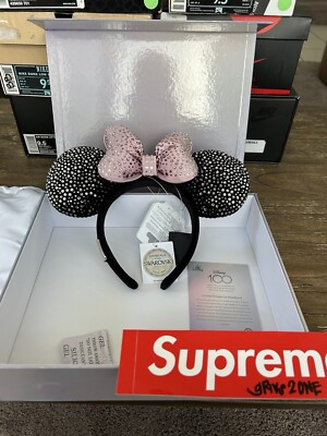 2023 Disney Parks 100 Anniversary Swarovski Black Pink Bow Minnie Ears   | eBay | eBay US