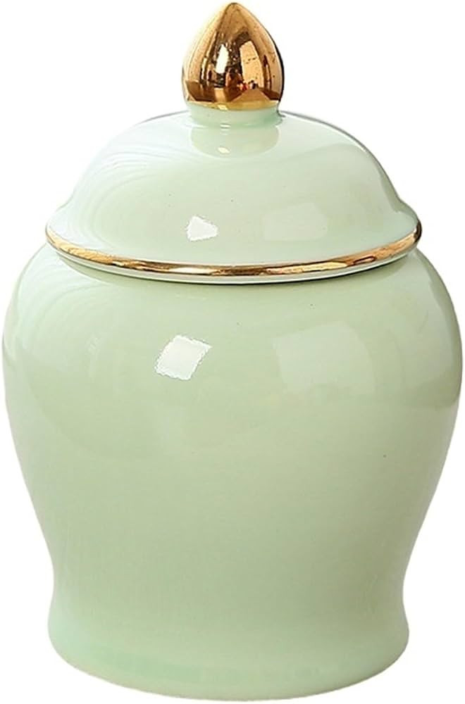 Small Jars with Lids Gold Ginger Ceramic Jar With Lid Ornaments Tea Canisters For Loose Tea Airti... | Amazon (US)