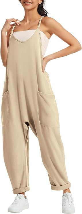 ATHMILE Jumpsuits for Women Casual Summer Rompers Sleeveless Loose Spaghetti Strap Baggy Overalls... | Amazon (US)