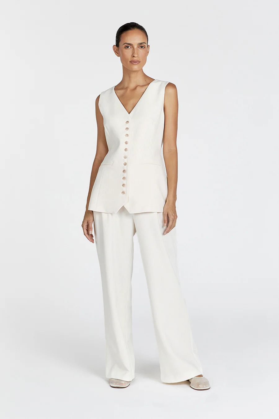 CELINE CREAM LONGLINE VEST | DISSH