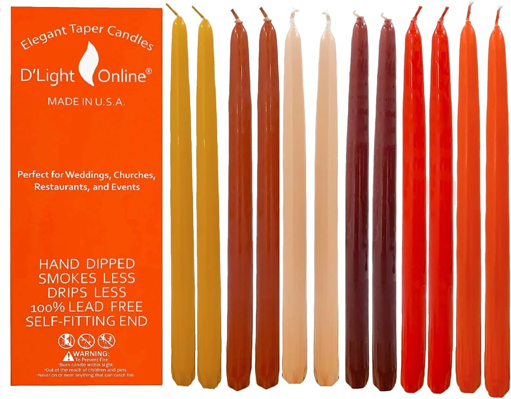 D'light Online Elegant 10" Seasonal Fall Taper Candles Premium Quality - Unscented, Hand-Dipped T... | Amazon (US)