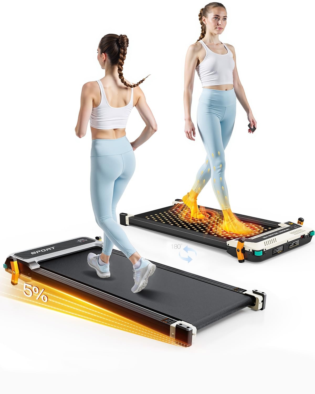 AKLUER Walking Pad with Incline - Dual-Sided 2 in 1 Under Desk Treadmill with Shiatsu Foot Massager, 330LBs Walking Pad Treadmills for Home and Office, LED Display and Remote Control | Amazon (US)