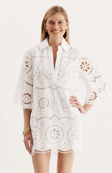 Penny Eyelet Tunic Dress - White | tyler boe