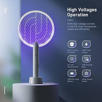 Electric Fly Swatter Racket, Mosiller 2 in 1 Smart Bug Zapper with USB Rechargeable Base, Powerfu... | Amazon (US)