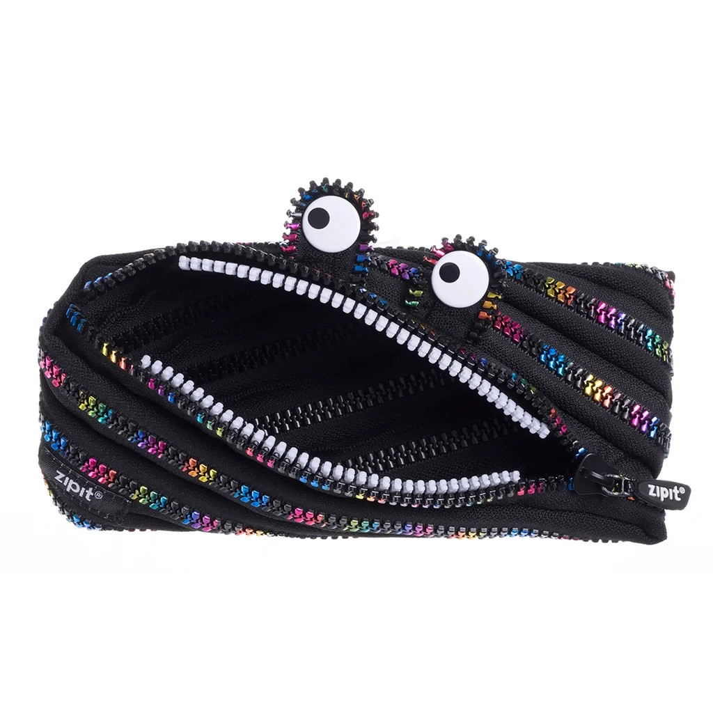 ZIPIT Monster Pencil Case, Large Capacity, One Long Zipper (Black and Rainbow) | Walmart (US)