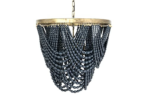 Creative Co-Op 2-Tier Draped Wood Bead Chandelier, Blue | Amazon (US)