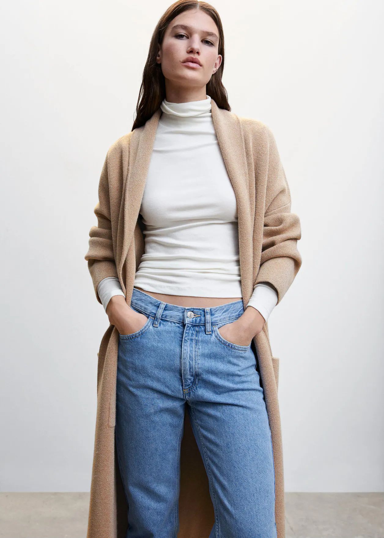 Oversized knitted coat with pockets -  Women | Mango USA | MANGO (US)