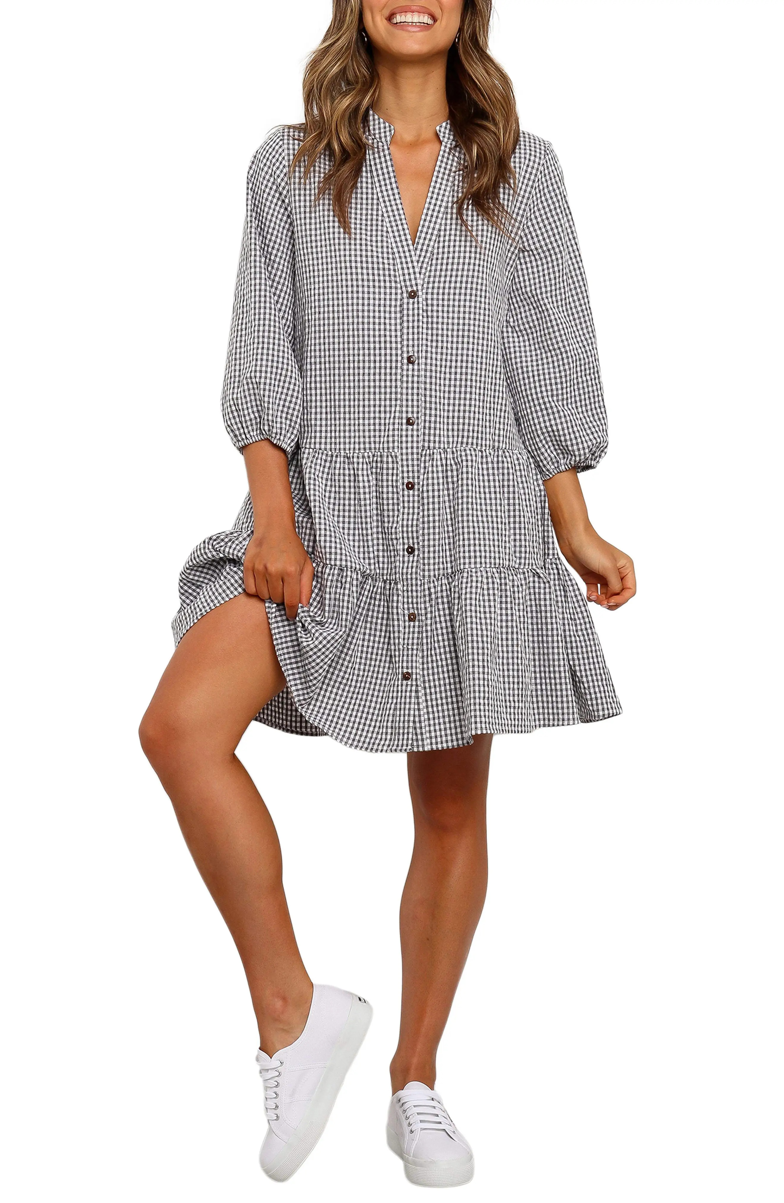 Petal & Pup Daria Print Tiered Dress in Black at Nordstrom, Size Small | Nordstrom