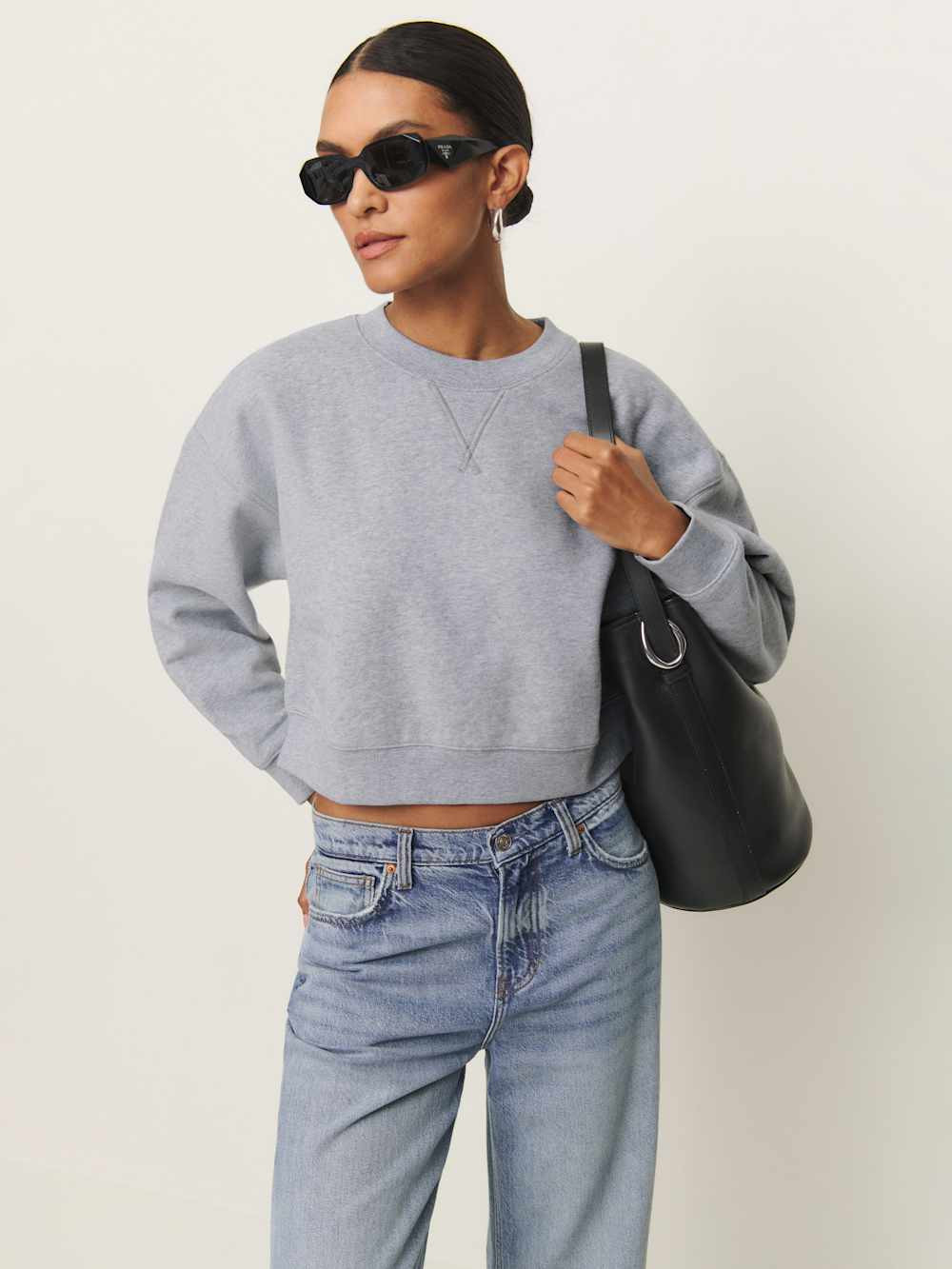 Grace Cropped Vintage Oversized Crewneck Sweatshirt | Reformation (Global)