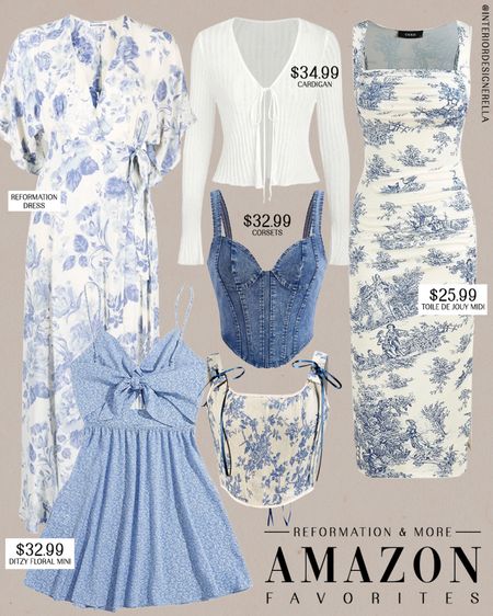 REFORMATION + Amazon finds!✨ $25.99 Amazon toile de jouy midi dress + $32.99 Amazon corset tops!✨ Share this post with a friend!!🤗 Click on the “Shop OOTD Collages” collections on my LTK to shop!🤗 Have an amazing day!! Xo!! 

#LTKfindsunder50 #LTKfindsunder100 #LTKstyletip