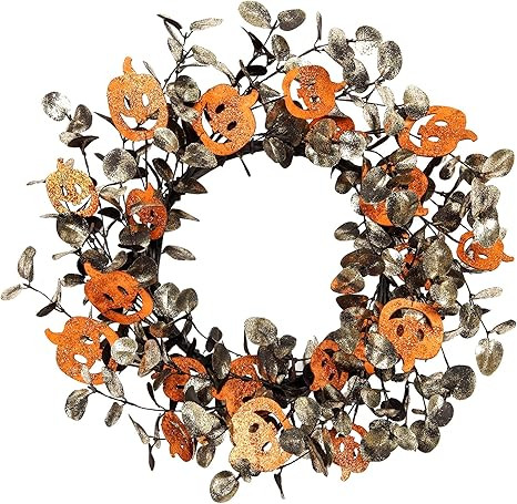 Skrantun 18 Inch Halloween Wreath Pumpkin Wreath with Glitter Decorations Fall Decorations with W... | Amazon (US)
