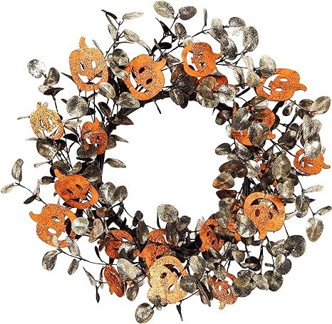 Skrantun 18 Inch Halloween Wreath Pumpkin Wreath with Glitter Decorations Fall Decorations with W... | Amazon (US)