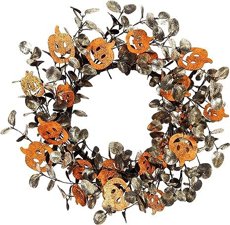 Skrantun 18 Inch Halloween Wreath Pumpkin Wreath with Glitter Decorations Fall Decorations with W... | Amazon (US)