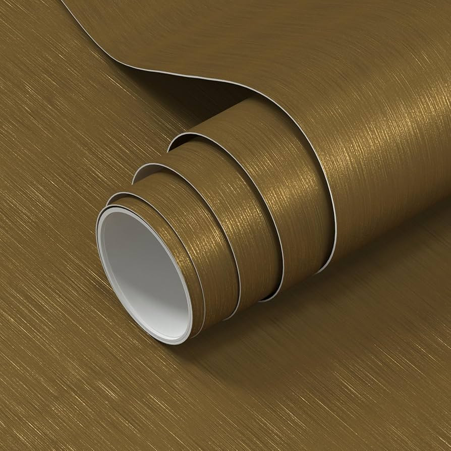 Matte Gold Brass Color Contact Paper 23.7 x 393.7 Inches Peel and Stick Wallpaper for Kitchen Cab... | Amazon (US)