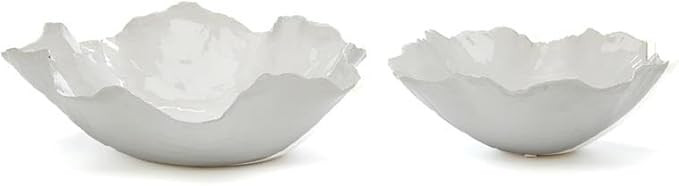 Two's Company Set of 2 White Freeform Ceramic Bowl | Amazon (US)