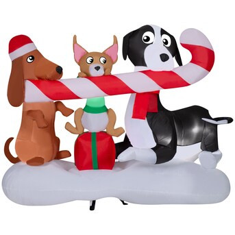 Holiday Living 4.6-ft Lighted Dog Christmas Inflatable | Lowe's
