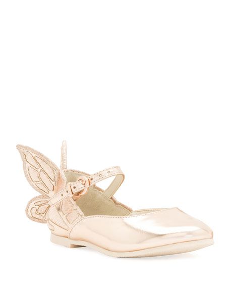 Sophia Webster Chiara Butterfly-Wing Flat, Pink, Toddler/Youth Sizes 5T-2Y | Neiman Marcus