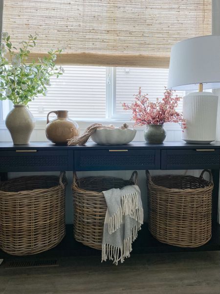 Our console table is back in stock at target! Comes in 3 colors now! 

Black console table, entryway decor, summer decor, faux florals, studio McGee target, baskets, vases, rustic jute wooden woven blinds, target find, home decor

#LTKhome #LTKFind #LTKstyletip
