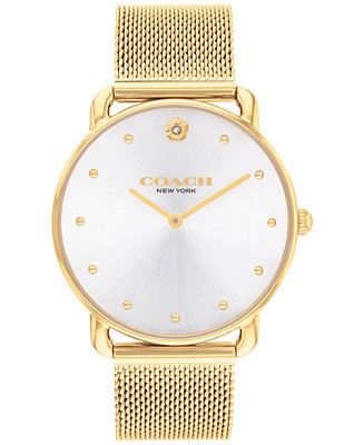 Women's Elliot Gold-Tone Stainless Steel Mesh Bracelet Watch 36mm | Macy's