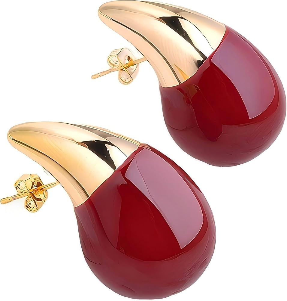 18K Gold Plated Enamel Maroon, Ancora Red, Black, Green, Brown, Cream White Stud Earrings | Hypoa... | Amazon (US)