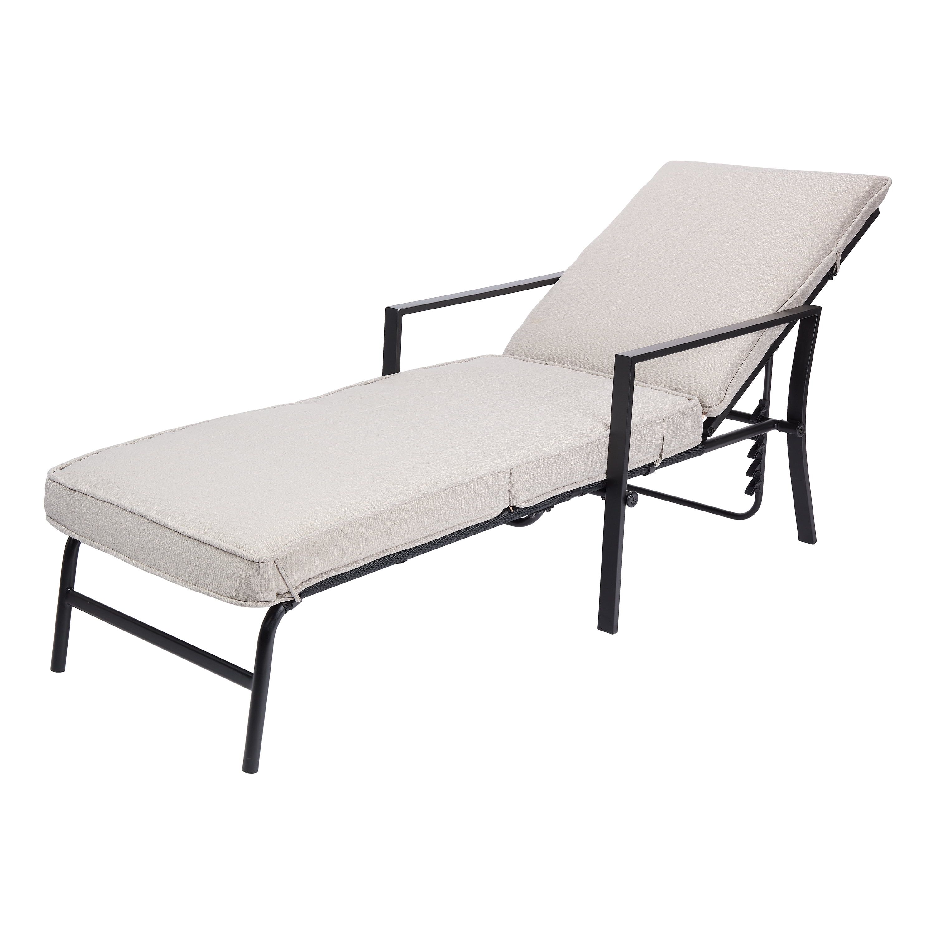 Mainstays Richmond Hills Outdoor Chaise Lounge with Gray Cushions | Walmart (US)