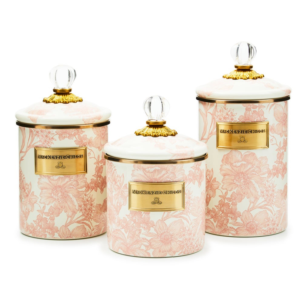 Rosy English Garden Enamel Canisters | MacKenzie-Childs