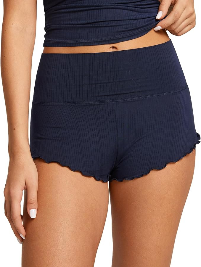 Women's Natrelax Pajamas Shorts Modal Ribbed Foldover Sleep Cheeky Ruched Cute Mini Cozy Lounge S... | Amazon (US)