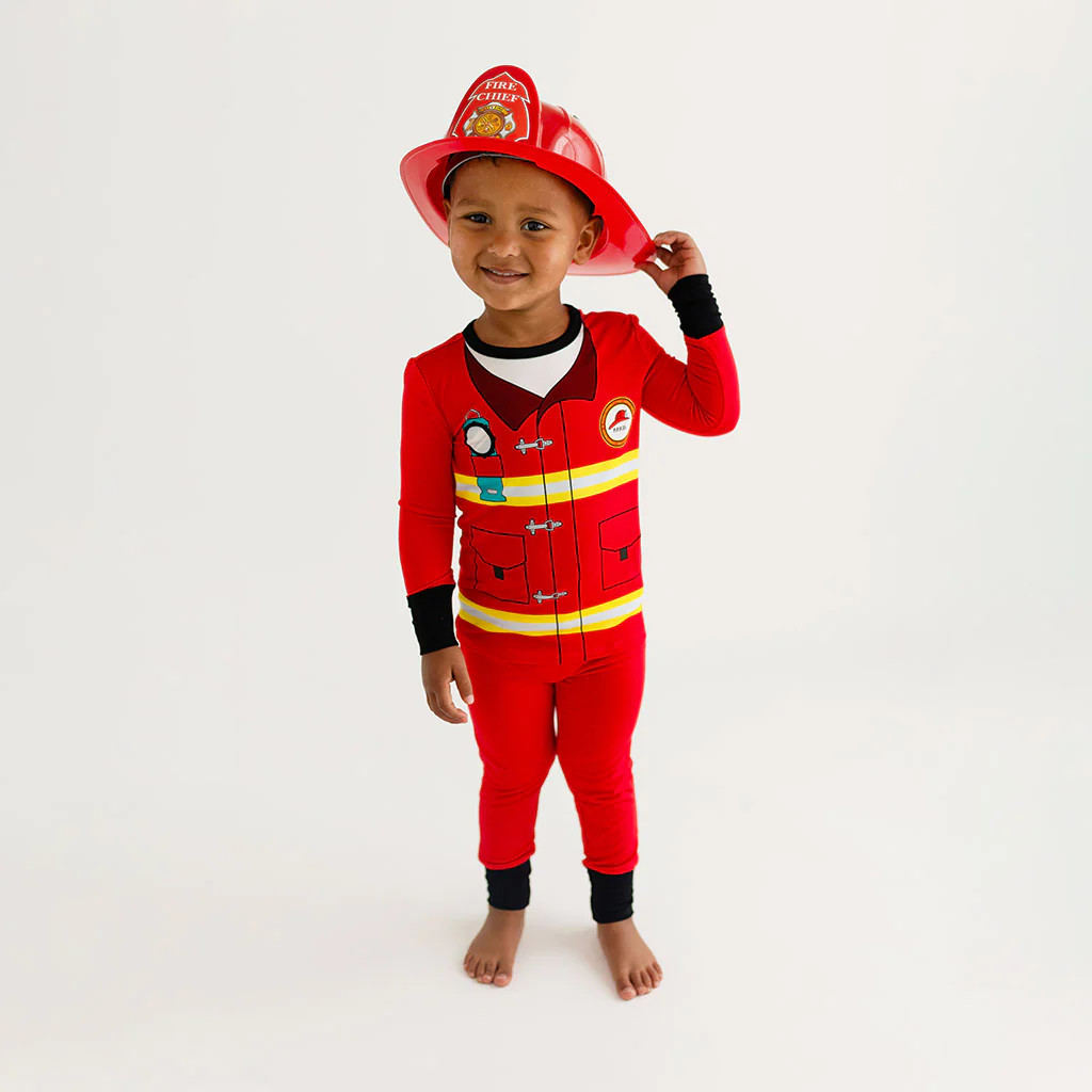 Red Long Sleeve Toddler Pajamas | Posh Firefighter | Posh Peanut