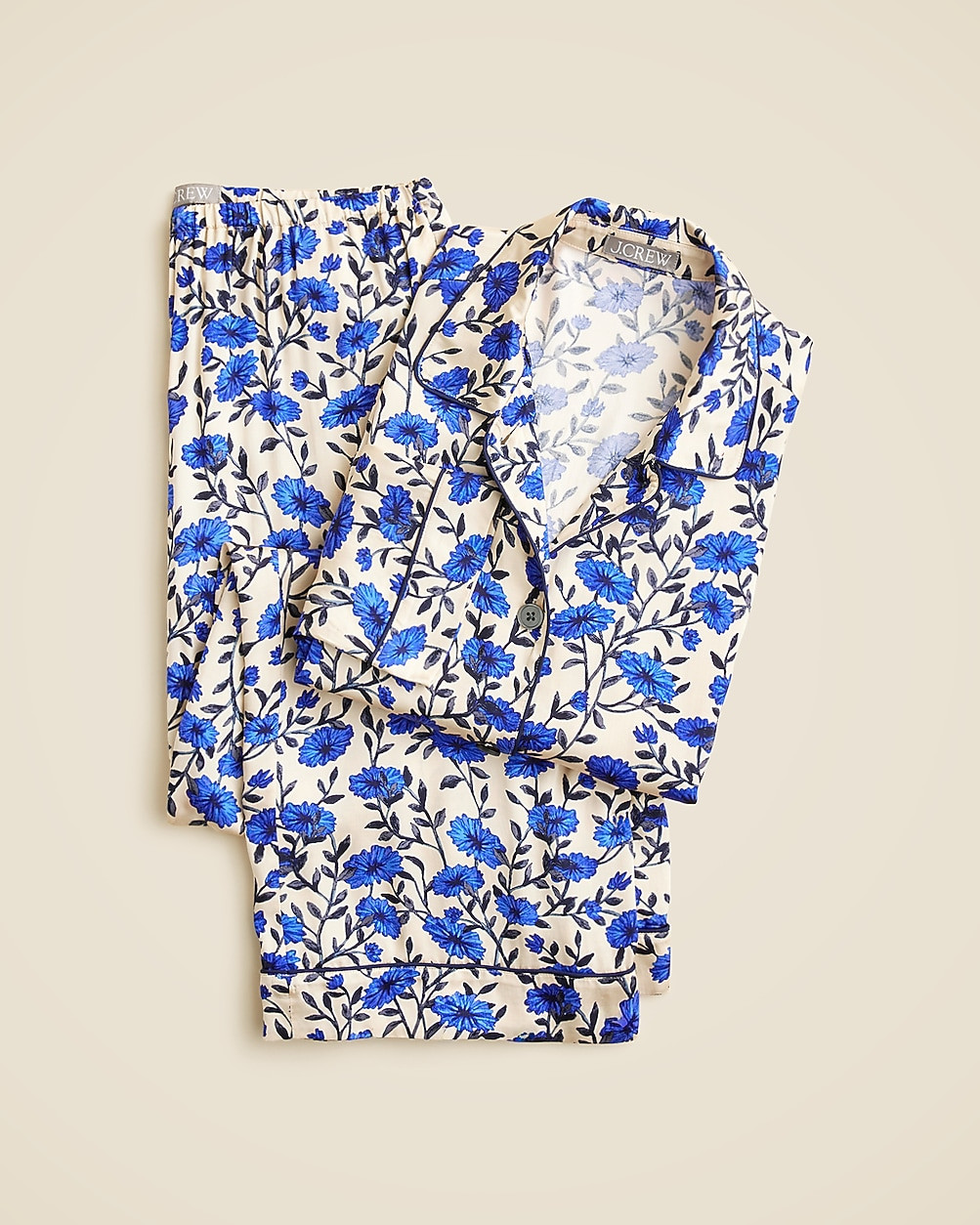 Soft-shine long-sleeve pajama pant set in floral print | J. Crew US
