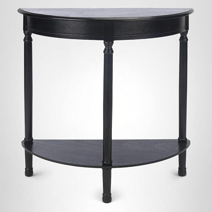 SAFAVIEH Furniture - Tinsley Half-Round Console Table - Black - Solid Wood - Farmhouse Demilune D... | Amazon (US)