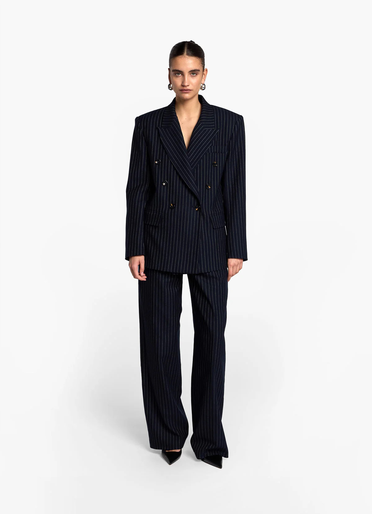 Navy Pinstripe Suit Blazer | DE SAVARY LONDON