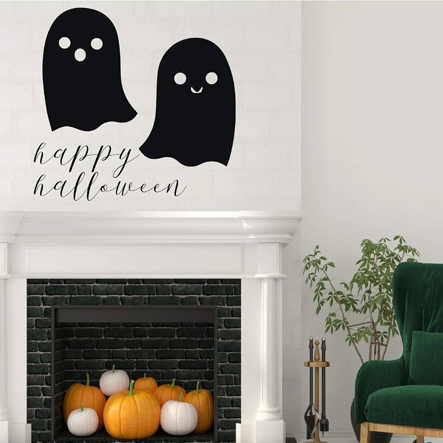 Halloween Decorations – Two Ghost Silhouette Decal with Vinyl Lettering: ‘Happy Halloween’ | Amazon (US)