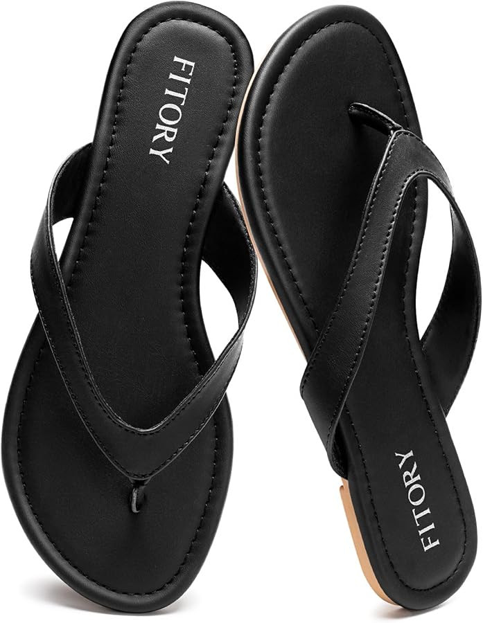 Amazon.com | FITORY Women's Casual Flip Flops,Comfortable Thong Walking Slide,Summer Beach Flat S... | Amazon (US)