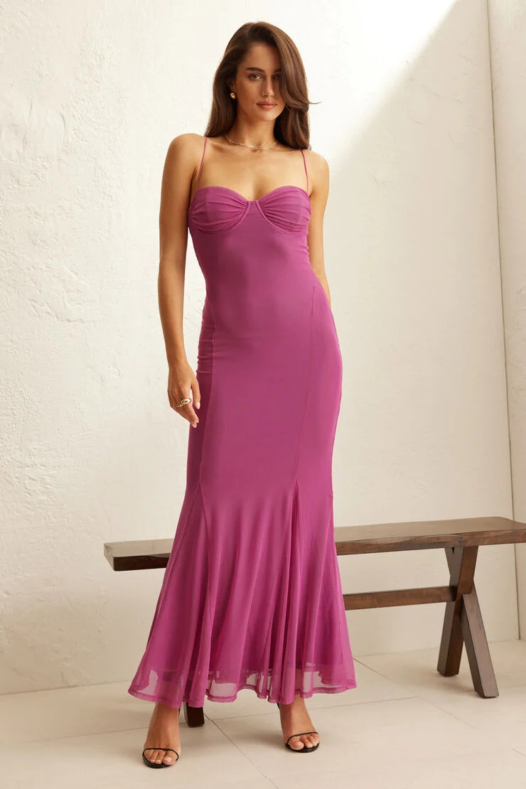 Sweetheart Mesh Maxi Dress | Dynamite Clothing
