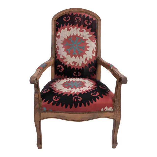 Suzani Embroidered Red Chair | Chairish