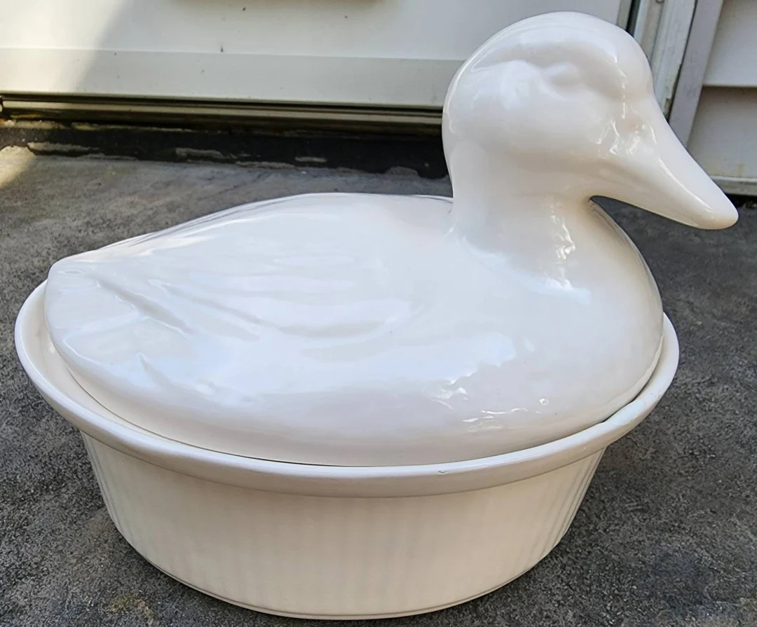 Vintage White Duck Serving Tureen or Casserole Set. Read | Etsy (US)